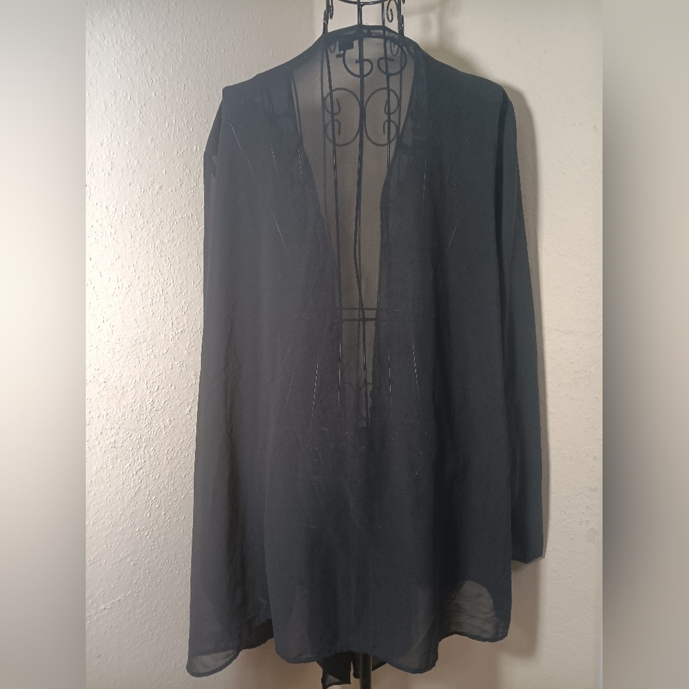Roaman's Black Sheer Cardigan - Picture 7 of 8